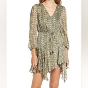 Sam Edelman Ruffle‎ Hem Minidress in Olive Multi Size 8